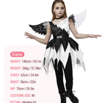 Spooktacular Creations Child Twisted Angel Costume, Girls Half Angel Half Devil Dress, Kids Outfit Set with Wings and Headband for Halloween Party Role Play, L
