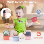ZYFLSQ Stacking Cups Baby Toy, 8-Piece Set - Nesting Cups for Babies 6 Months+, Bath Toys for Kids as Gift, Montessori Educational Toys for Toddler Gift