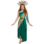 Spooktacular Creations Girls Medusa Costume, Child Green Medusa Dress with Headpiece Armlet Accessories for Kids Halloween Role Play Parties-L