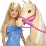 Barbie Playet with Blonde Fashion Doll in Riding Outfit & Light Brown Horse with Saddle, Bridle & Reins