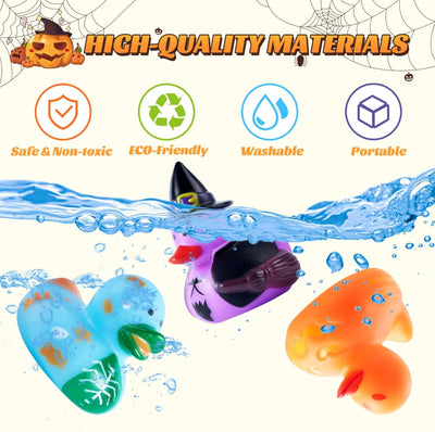 24 PCS Halloween Rubber Ducks, Halloween Ducks for Halloween Goodie Bag Fillers, Rubber Duckies Baby Bath Toys for Halloween Party Favors Decorations, School Classroom Game Prizes