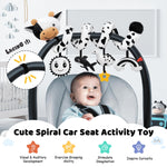 Spiral Car Seat Baby Toys 0-6 Months, Infant Carseat High Contrast Sensory Toys Hanging Stroller Accessories, Newborn Shower Gifts for Baby Boys Essentials Stuff, Cute Black and White Cow