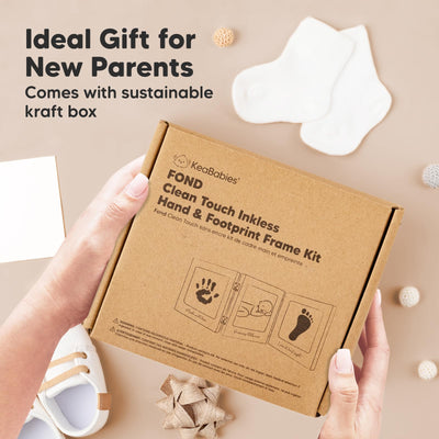 Inkless Baby Handprint and Footprint Kit for Newborn - Baby Footprint Kit, Newborn Keepsake Nursery Picture Frame, Dog Paw Print Maker, Personalized Gifts for New Mom, Mother's Day (White/Gold)