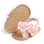 Kutterild Baby Girl Sandals Flower Bowknot Soft Sole Anti Slip Rubber Wedding Dress Flats Toddler First Walking Shoes (Pink Flower, 0_months-6_months)