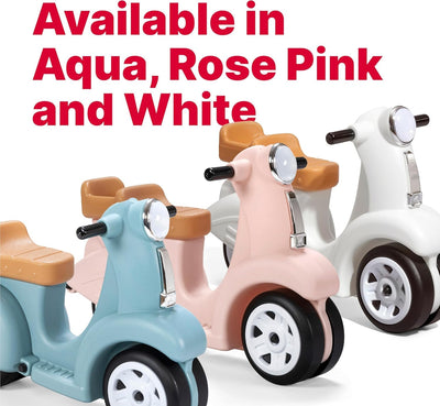 Step2 Ride Along Scooter Kids Push Car, Foot Powered Ride On Toy, Practice Balance with 4 Wheels, Made of Durable Plastic, Max Weight 40 lbs., For Toddlers 1.5-4 Years Old, Aqua