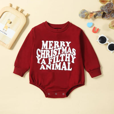 FIOMVA My First Christmas Baby Girl Boy Outfit Newborn Fall Winter Onesie Bubble Romper Oversized Sweatshirt Clothes