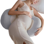 Pregnancy Pillows for Sleeping,Pregnancy Pillow with Quiet Magic Tape, Adorable Bean Maternity Pillow with Silicone Belly Pad，Breathable&Silky Touch for All Season(Grey Chickpeas)