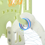 Merax Lollipop 6-in-1 Toddler Slide, Kids Slide and Swing Set with Basketball Hoops, Soccer Goal & Ring-Toss Game, Indoor Outdoor Playground Slide for Toddlers 1-3