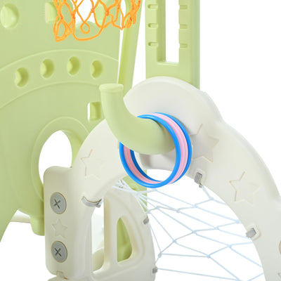 Merax Lollipop 6-in-1 Toddler Slide, Kids Slide and Swing Set with Basketball Hoops, Soccer Goal & Ring-Toss Game, Indoor Outdoor Playground Slide for Toddlers 1-3