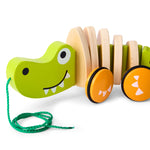 Hape Wooden Walk-A-Long Croc for Babies| Pull & Pull Walking Toy for Toddlers 12 Months and Up