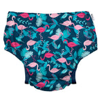 green sprouts Girls' Snap Reusable Absorbent Swimsuit Diaper, Navy Flamingos, 18 M
