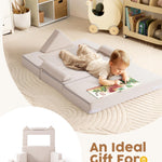 ROBUD Kids Couch, Beige Modular Kids Play Couch, DIY-Style & Washable Toddler Sofa for Playroom, Bedroom, Nursery, WG411