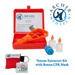 Archer MedTech - Ven-Ex Snake Bite Kit, Bee Sting Kit, Venom Extractor Suction Pump, Bite and Sting First Aid for Hiking, Backpacking and Camping, Includes Bonus CPR face Shield