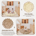 5-in-1 Plush Baby Play Gym, Baby Play Mats, Convertible Baby Gym with Pillow, Tummy time mat, 6 Sensory Toys, Baby Activity Center from Newborn to Toddler, Pet Bed, Cat & Dog Bed, Ball Pit, Cream