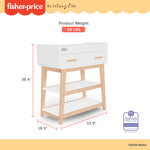 Dream On Me Fisher Price Baby Changing Table, Vintage White Oak – Greenguard Gold & JPMA Certified, Wooden Nursery Dresser with Storage Shelves – Compact, Sturdy & Easy-to-Clean Design