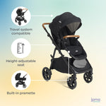 Joie Ginger 4-in-1 Convertible Pramette and Stroller, Height Adjustable seat, All-Wheel Suspension, Extra Storage – for Newborns and Toddlers (Evergreen)