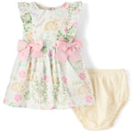 The Children's Place,Baby-Girls,and Newborn Casual Short Sleeve Dress with Diaper CoverWhite Daisy Bunny,6 Months,9 Months