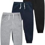 VOGRYE 3 Pack Boys Cotton Toddler Sweatpants Boys Joggers Pants with Pocket Drawstring for Kids 2T-6T
