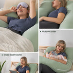 Meiz Pregnancy Pillow, U Shaped Pregnancy Pillows for Sleeping Cooling, 55 Inch Maternity Pillow for Pregnant Women, Body Pillows for Adults, Rayon Cover from Bamboo, Sage Green