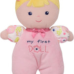 Baby Starters Plush Baby Doll with Rattle, Brunette Olivia, Pink, 9 inch