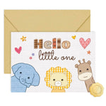 CRTURUNIQ Baby Shower Card for Girl or Boy, Welcome New Baby Congratulations Gift for New Parents, Hello Little One, Gender Reveal (Cute Animals)