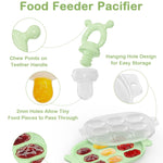 Silicone Baby Fruit Feeder & Freezer Nibble Tray Combo, Baby Teethers, Breastmilk Popsicle Molds for Teething Relief, BPA Free Fresh Food Feeder for Safe Infant Self Feeding (Sage Green)