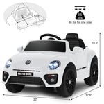 Costzon Ride on Car, 12V Licensed Volkswagen Beetle Battery Powered Vehicle w/Remote Control, Spring Suspension, Lights, USB, Horn, Music, 4 Wheeler for Boy Girl Gift, Electric Car for Kids, White