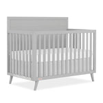 Dream On Me Fisher-Price Sanibel 5-in-1 Convertible Full-Size Baby Crib in Pebble Grey, GreenGuard Gold, Sustainable Pinewood, Wooden Spindles, 3 Mattress Heights, Converts to Day & Toddler Bed