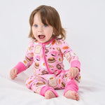 pureborn Baby Girls Sleeper Viscose from Bamboo Pajamas 2-Way Zipper Snug Fit Sleepwear Breakfast 6-12 Months
