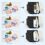 Diaper Bag Backpack with Changing Pad & Waist Bag, Large Diaper Bag Expandable for 2 Kids/Twins, Scientific Partition | Portable Side Access, Lightweight Travel Diaper Backpack for Mom Dad