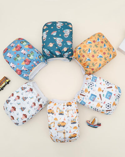 ALVABABY Baby Cloth Diapers 6 Pack with 12 Inserts Cloth Diaper Covers Adjustable Washable Reusable for Baby Girls and Boys 6DM134A