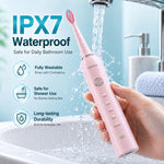 Yoomue Sonic Electric Toothbrush for Adults & Kids - 5 High-Performance Modes, 8 Replacement Heads, 2.5-Hour Fast Charge, Built-in Smart 2-Minute Timer, IPX7 Waterproof, 35 Day Battery Life - Pink