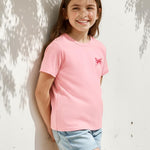 PATPAT Girls T Shirts Size 8-9 Years, Pink Bow Print Graphic Tees Crew Neck Short Sleeve Shirts Kawaii Clothes Big Sister Outfit Dance Tops