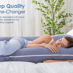 QUEEN ROSE Pregnancy Pillow, U Shaped Full Body Pillows for Sleeping Support, 55 Inch Maternity Pillow for Pregnant Women, Blue
