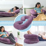 INSEN Pregnancy Pillow,Maternity Body Pillow with Velvet Cover,C Shaped Body Pillow for Sleeping (Cozy Velvet-Lavender)