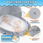 Orzbow Foldable Baby Mosquito Net for Bed with Blackout Canopy, Portable Crib Net Cover Tent for Cots, Playards and Playpen, 0-3 Years Kids Travel & Sleep Mosquito Mesh Cover, Dark Gray