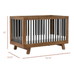 Babyletto Hudson 3-in-1 Convertible Crib with Toddler Bed Conversion Kit in Natural Walnut/Black, Greenguard Gold Certified