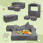 HAHASOLE Modular Kids Play Couch, Kids Sofa Toddler Couch, Foam Play Set with Recliner, Toddler Sofa for Creative Boys & Girls, Convertible Foam Climbing Blocks