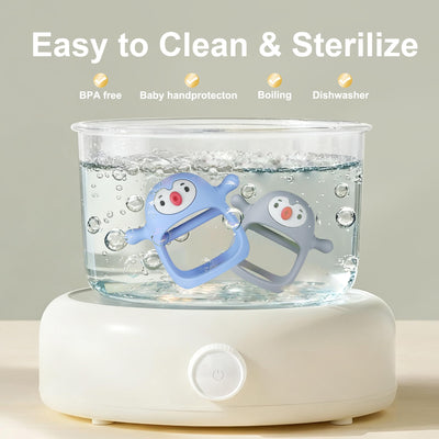 Smily Mia Baby Teething Toys for 0-6Months, Penguin Teethers for Babies 3-6Months | Hand Teether for 0-6M |Teething Mittens for Teething Relief, Baby Pacifier |New Born Essentials, 2Pack
