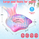 Runpon Mermaid Inflatable Pool Float Chair with 2 Cup Holders, Armrests, Pink Flamingo Pool Float for Adults Kids, Swimming Pool Lounger Pool Toy Pool Floaties for Summer Beach Party