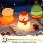 Christmas Night Light Set of 3,Rechargeable Dimmable Christmas Snowman Night Lamp,Cute Christmas Tree Decor Nightlight for Nursery Kids Hangable Squishy Silicone Boot Lights Gifts Holiday Decor