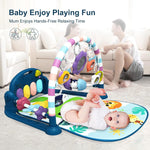 dearlomum Baby Play Mat Baby Gym,Funny Play Piano Tummy Time Baby Activity Mat with 5 Infant Sensory Baby Toys, Music and Lights Boy & Girl Gifts for Newborn Baby 0 to 3 6 9 12 Months（New Blue）