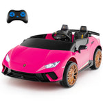 Costzon Licensed Pink Lamborghini Ride on Car, 24V 4WD 2-Seater Battery Powered Kids’ Electric Vehicles w/Remote Control, LED Lights & Music, Kids Car Toy for Boys & Girls Aged 3-8, Gift (Pink-S311)