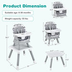 BABY JOY Baby High Chair, 8 in 1 Convertible Highchair for Babies & Toddlers | Booster Seat | Table and Chair Set | Building Block Table | Toddler Chair with Safety Harness, Removable Tray (Chevron)
