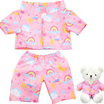 2 Pcs PJ's Bear Clothes Outfit, Fit Most 12-16 Inch Bears Stuffed Clothes Pajamas Plushy for Stuffed , Pre Kindergarten Toys(Pink,Pajamas)