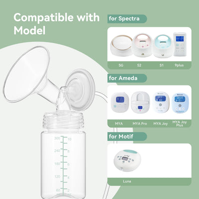 TOVVILD 10oz Breast Milk Storage Bottle for Momcozy 22oz Breast Milk Cooler, Collection Bottle Container for Fridge, Pumping Bottles Compatible with Spectra Wide Neck Flange, 4PCS