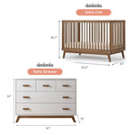dadada Soho Baby Nursery Furniture Set. Baby Crib and Dresser Set Combo. Soho 3-in-1 Convertible Crib and Matching 5 Drawer Dresser. Walnut Beechwood
