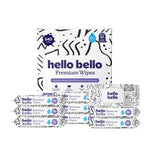 Hello Bello Premium Wipes, Designed for Sensitive Skin with Chamomile & Aloe Extracts, Playful Sketches (9 Resealable Packets = 540 Total Wipes)