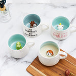 Jeuhoue Dinosaur Ceramic Cup Hidden 3D Animal Inside Mug,12 oz, Lovely Mug for Christmas, Birthday, Valentine's Day Gifts, Surprise Gifts for Friends and Families(Green Dinosaur 12oz)