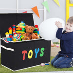 YOLOXO Toy Box Chest, Collapsible Sturdy Storage Bins with Lids, Extra Large Kids Toy Storage Organizer Boxes Bins Baskets for Kids, Boys, Girls, Nursery Room, Playroom, Closet (BLACK)